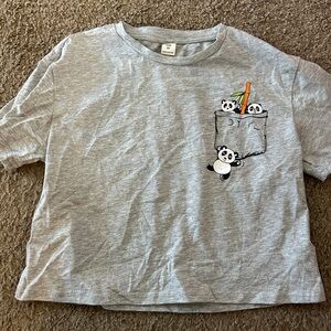 Gray Kids Panda Graphic T-Shirt